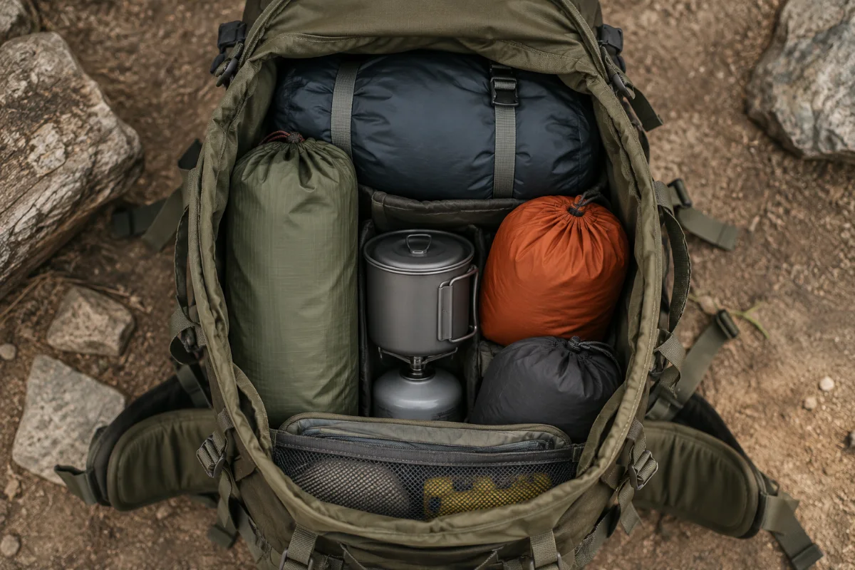 Wanderrucksack packen: schwer nach innen, leicht nach außen